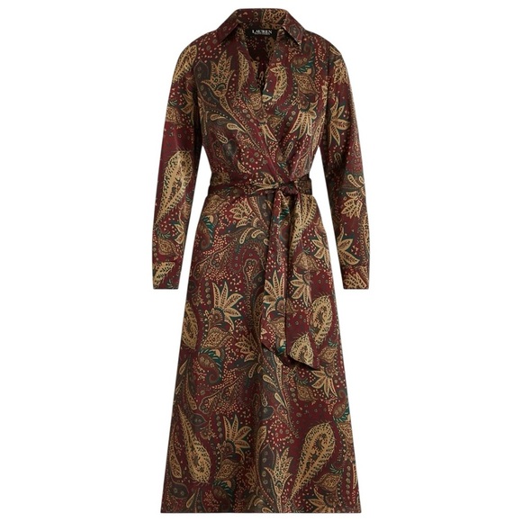 Ralph Lauren Dresses & Skirts - Lauren Ralph Lauren Paisley Belted Midi Dress Size 14 – Excellent Condition